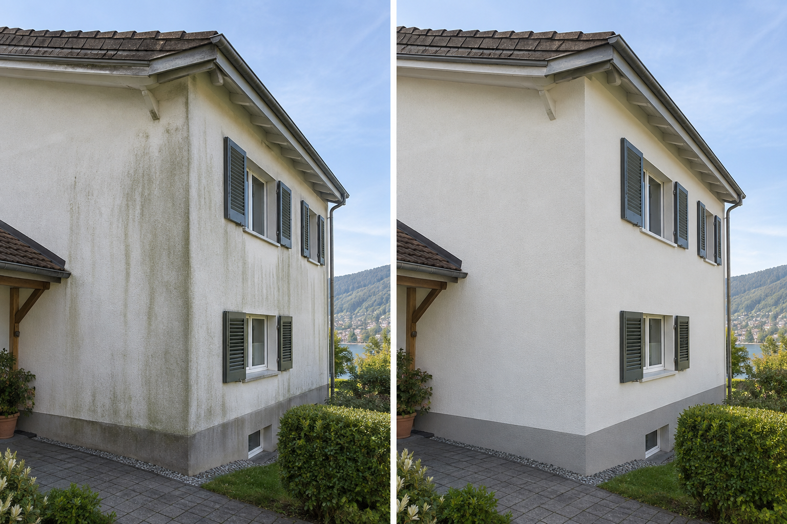 Vorher-Nachher-Beispiel: Aussenhüllen-Reinigung & Werterhaltung