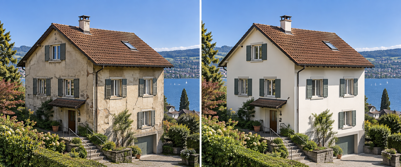Vorher-Nachher-Beispiel: Fassade